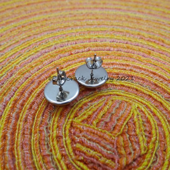 Hand Crafted 12 mm rainbow stud earrings - Picture 6 of 6